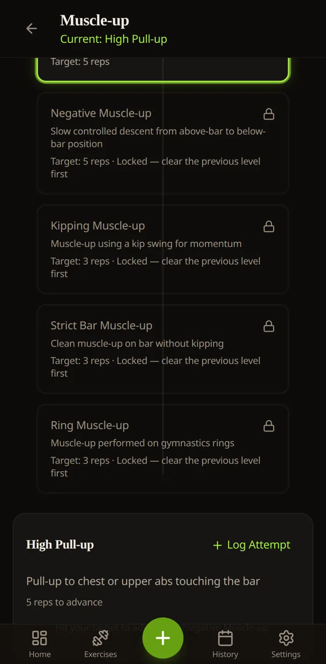 Structured workout templates in Tuck